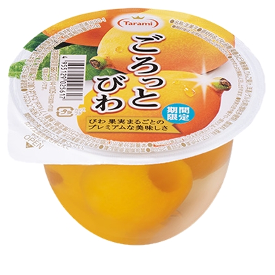 ごろっと果実 びわ 商品情報 フルーツゼリーのたらみ ごろっと果実 びわ 商品情報 フルーツゼリーのたらみ