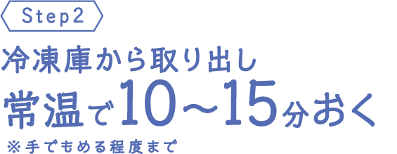 冷凍庫から取り出し常温で10～15分おく